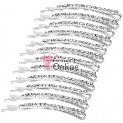 Agrafe metalice pentru par cu strasuri MH001, set 12 bucati Argintii